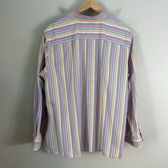 Lauren Ralph Lauren Womens Plus 2X Pastel Striped Button Up Shirt Long Sleeve - Picture 11 of 11